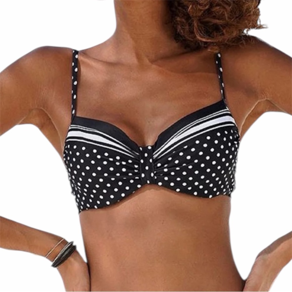 NWT Lascana Size 36C Polka Dot Black and White Underwire Bikini Top